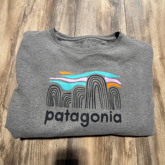 Patagonia Tops - Patagonia Uprisal Crew Sweatshirt Gray Mountain Graphic Gorpcore